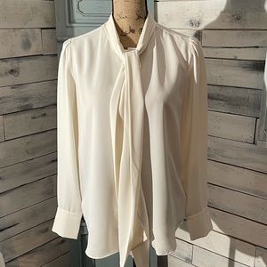 Ann Taylor Cream Blouse with Tie Size S
